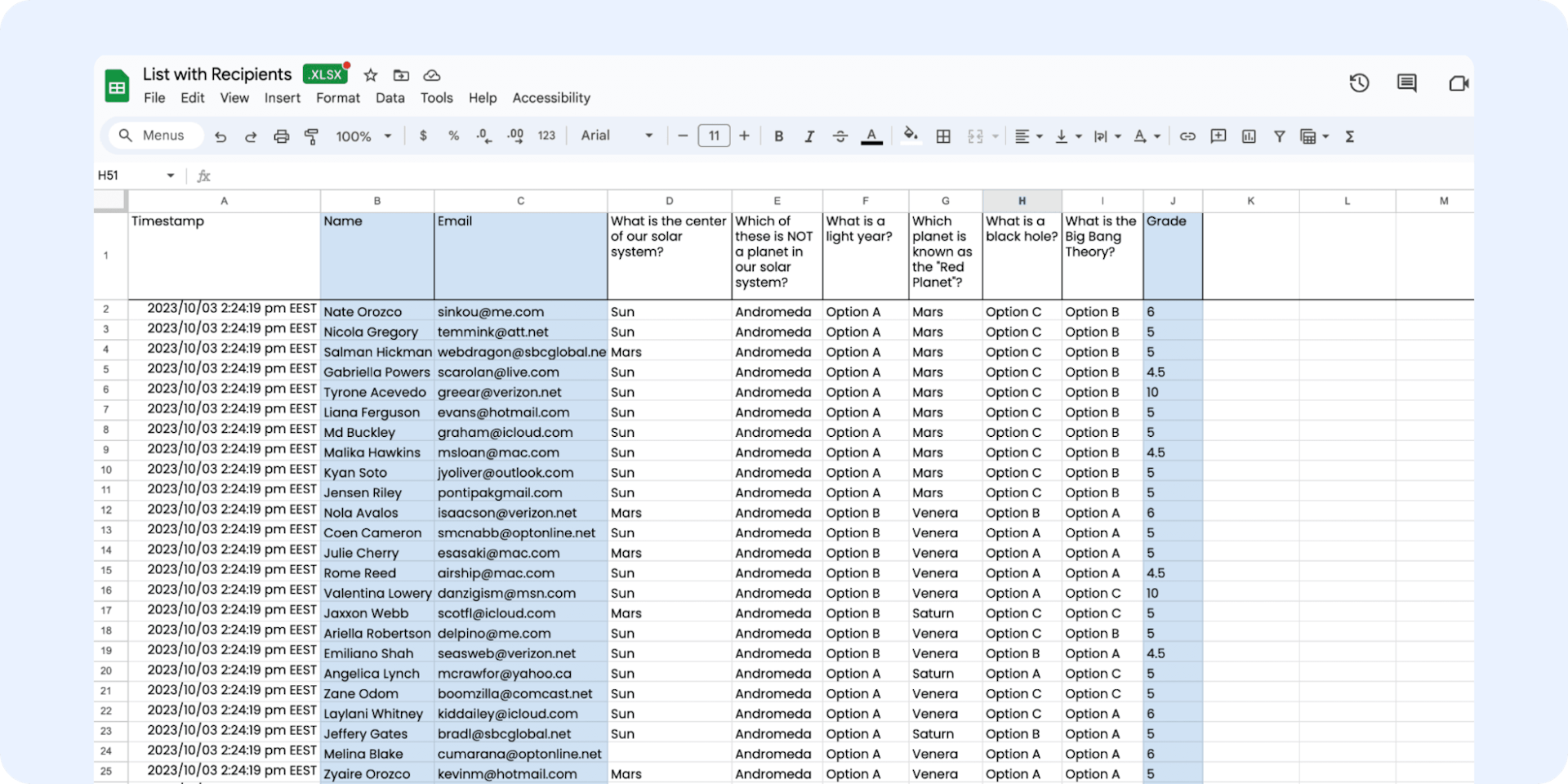 Preparing the spreadsheet data to generate certificates.