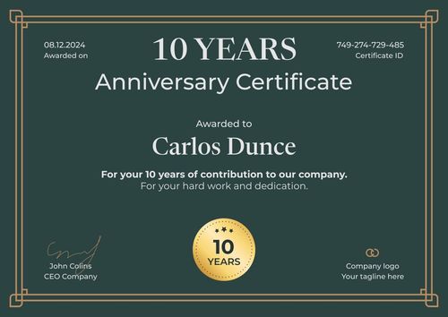 Classy and modern work anniversary certificate template landscape Classy and modern work anniversary certificate template landscape