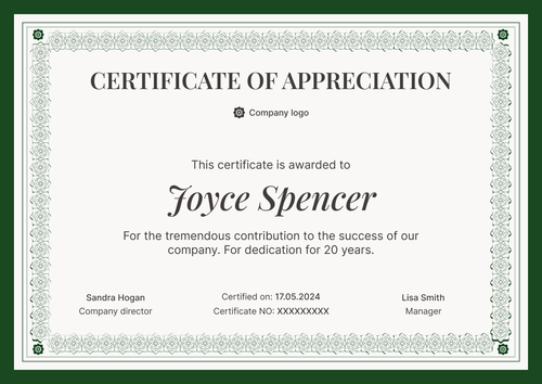 Ornate and professional certificate of appreciation template landscape Ornate and professional certificate of appreciation template landscape
