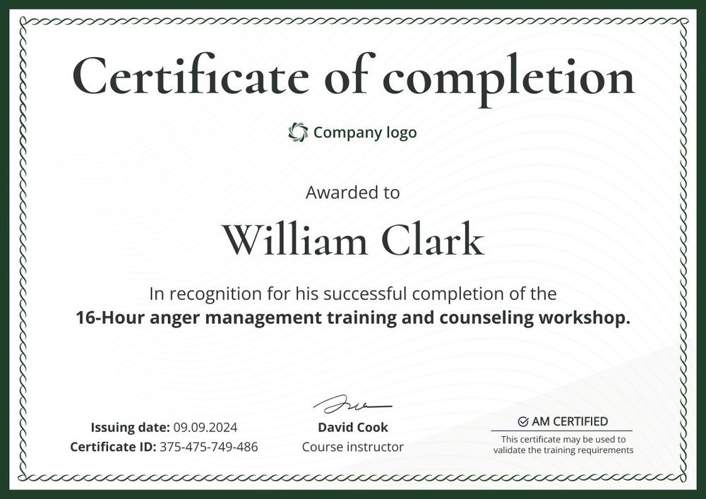 Formal and simple anger management certificate template landscape Formal and simple anger management certificate template landscape
