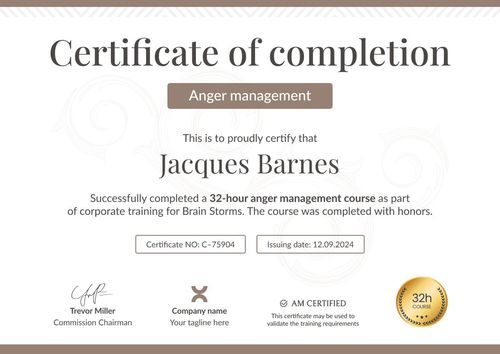 Subtle and formal anger management certificate template landscape Subtle and formal anger management certificate template landscape