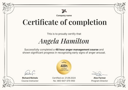Fine and professional anger management certificate template landscape Fine and professional anger management certificate template landscape