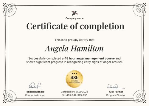 Fine and professional anger management certificate template landscape Fine and professional anger management certificate template landscape