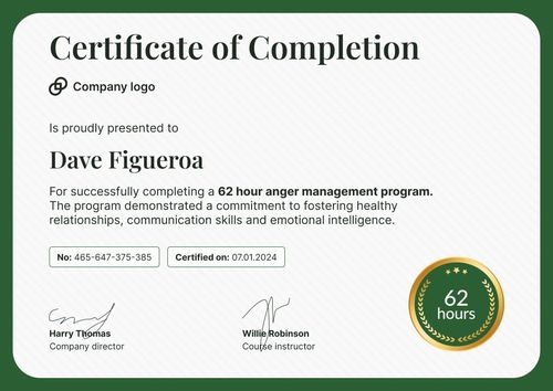Organized and professional anger management certificate template landscape Organized and professional anger management certificate template landscape