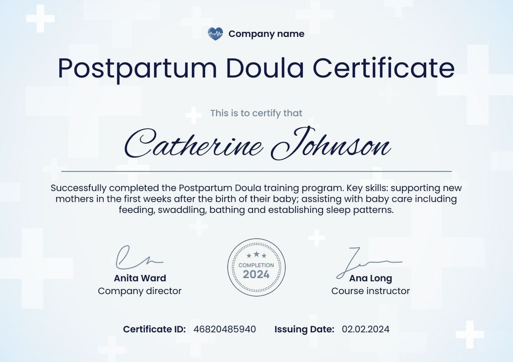 Clinical and professional doula certificate template landscape Clinical and professional doula certificate template landscape
