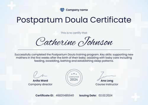 Clinical and professional doula certificate template landscape Clinical and professional doula certificate template landscape