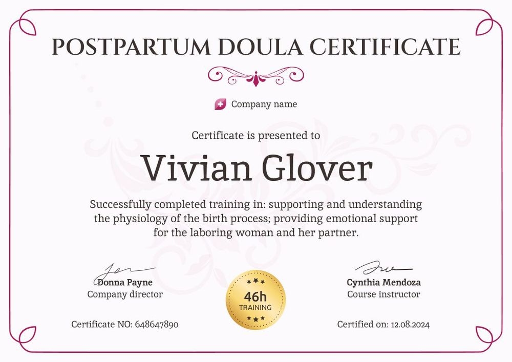 Flexible and professional doula certificate template landscape Flexible and professional doula certificate template landscape