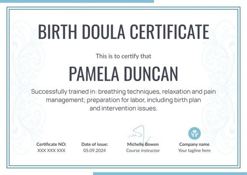 Pure and professional doula certificate template landscape Pure and professional doula certificate template landscape
