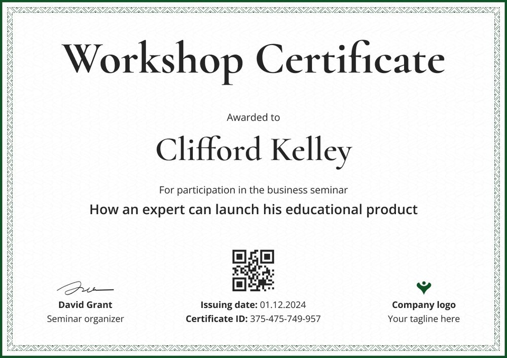 Simple and professional workshop certificate template landscape Simple and professional workshop certificate template landscape