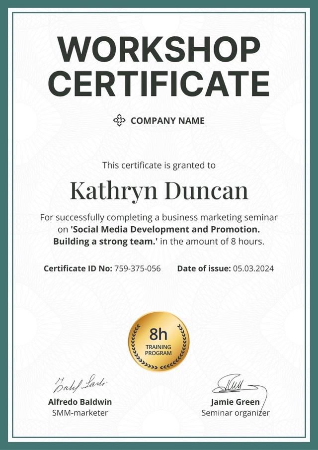 Flexible and professional workshop certificate template Flexible and professional workshop certificate template