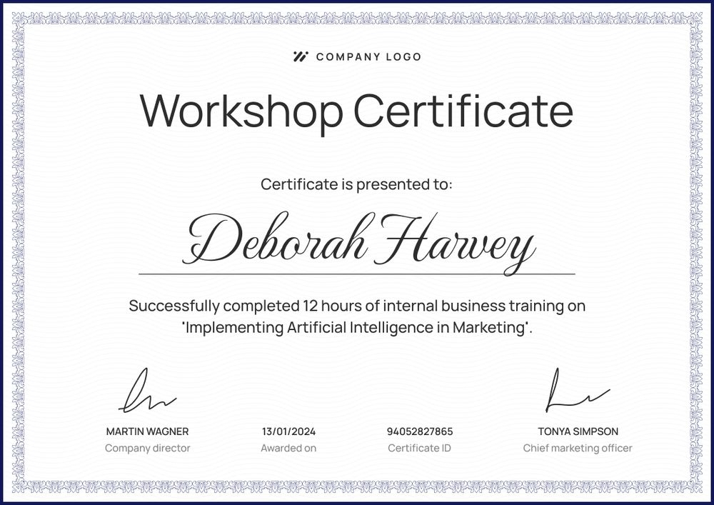 Classic and professional workshop certificate template landscape Classic and professional workshop certificate template landscape