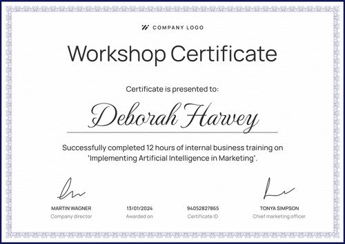 Classic and professional workshop certificate template landscape Classic and professional workshop certificate template landscape
