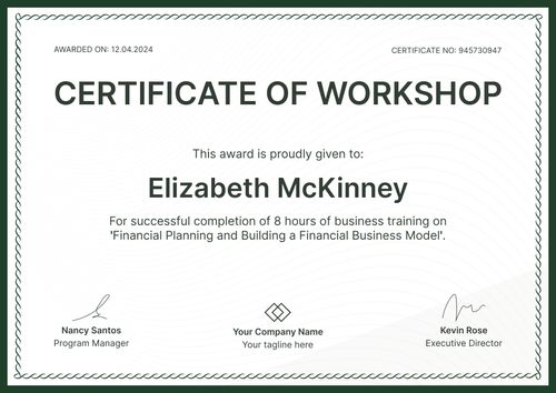 Plain and professional workshop certificate template landscape Plain and professional workshop certificate template landscape