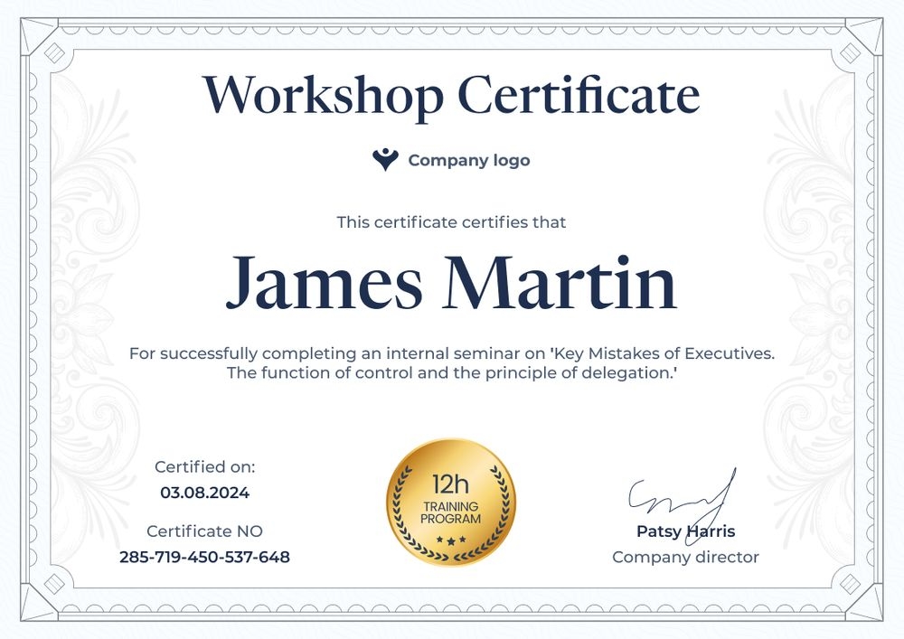 Slick and professional workshop certificate template landscape Slick and professional workshop certificate template landscape