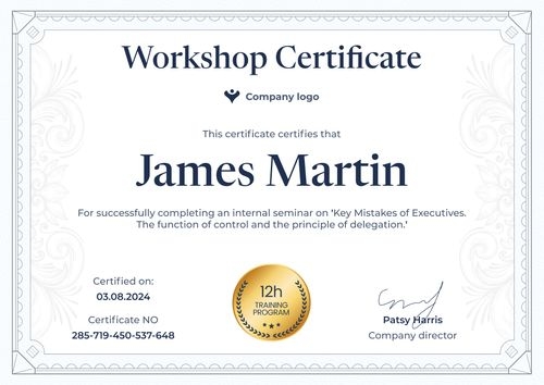 Slick and professional workshop certificate template landscape Slick and professional workshop certificate template landscape