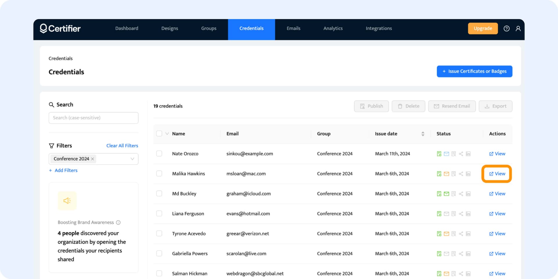 Previewing the LinkedIn credentials via the Certifier dashbord. Previewing the LinkedIn credentials via the Certifier dashbord.