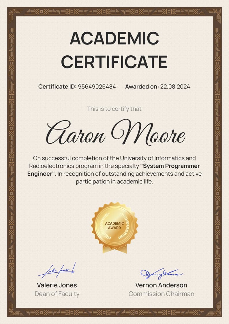 Basic and professional academic certificate template Basic and professional academic certificate template