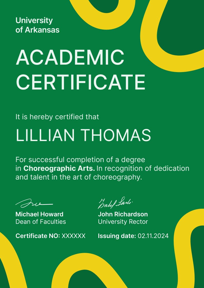 Artistic and professional academic certificate template Artistic and professional academic certificate template