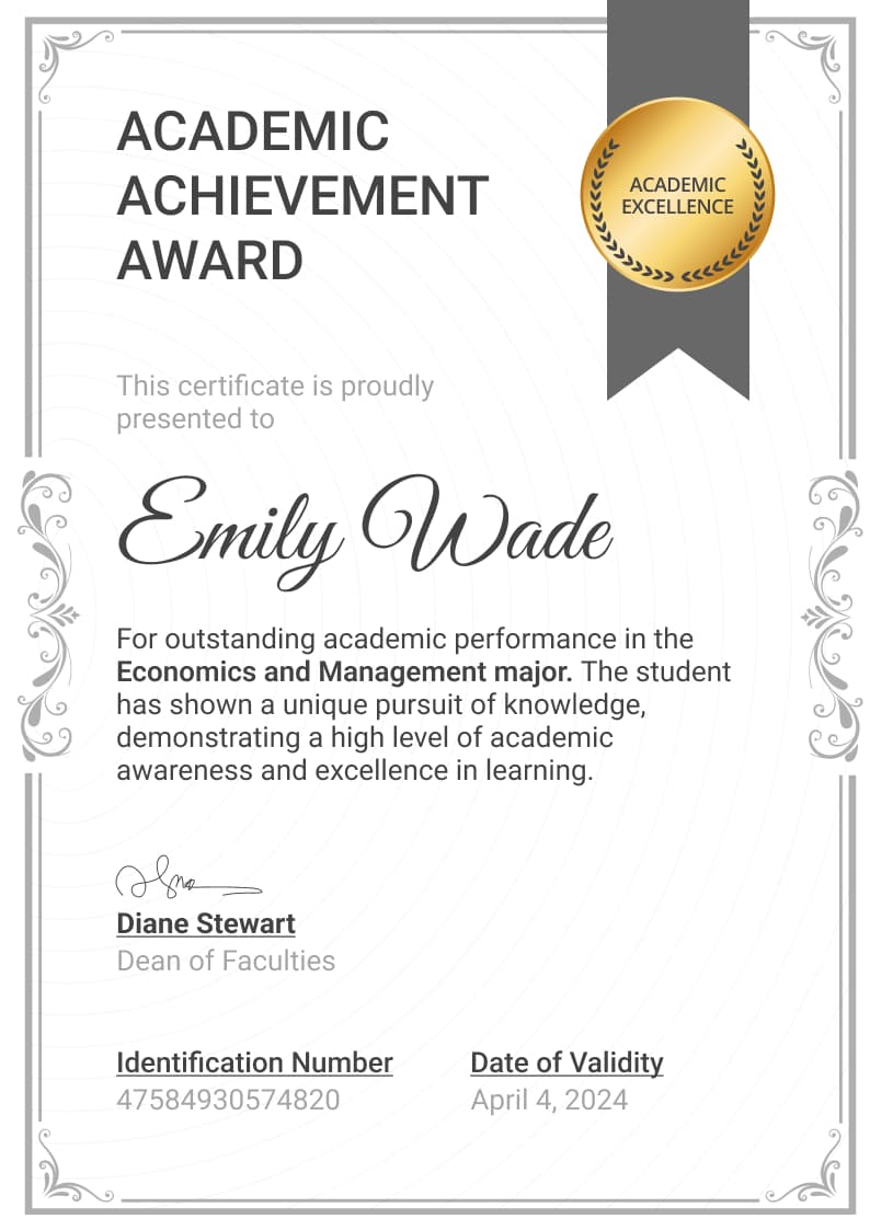 Classic and professional academic certificate template Classic and professional academic certificate template