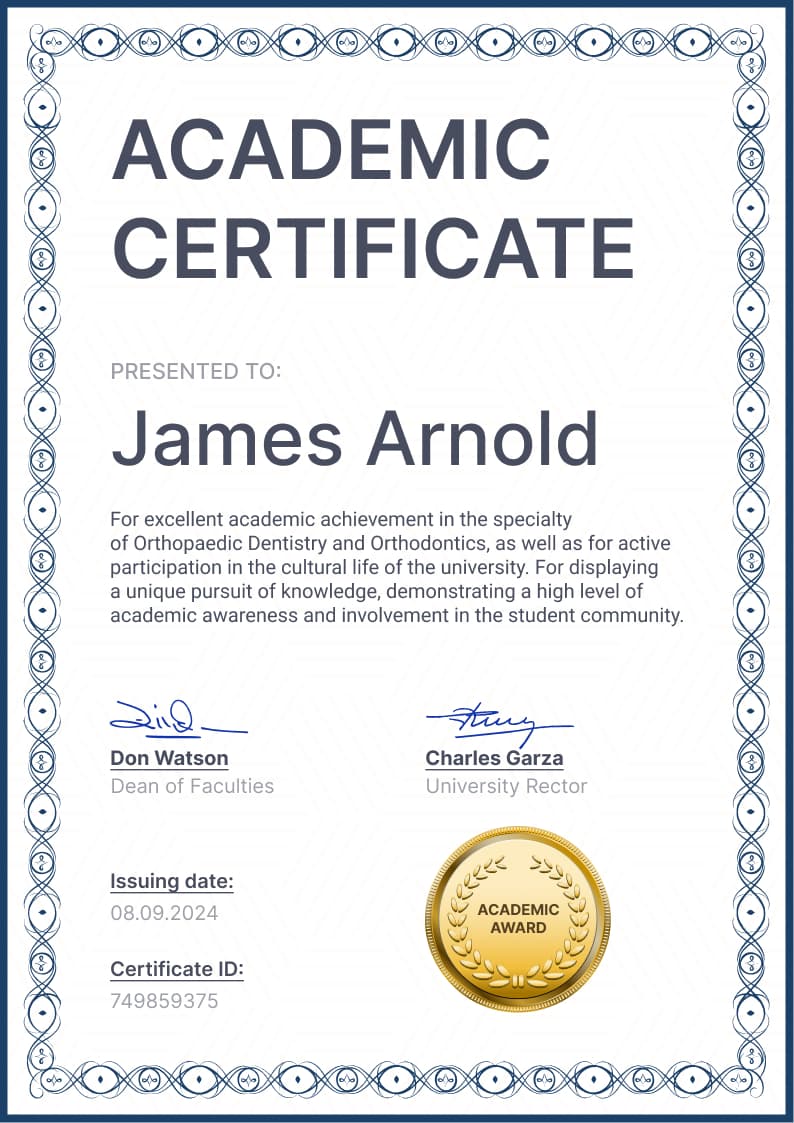 Subtle and professional academic certificate template Subtle and professional academic certificate template