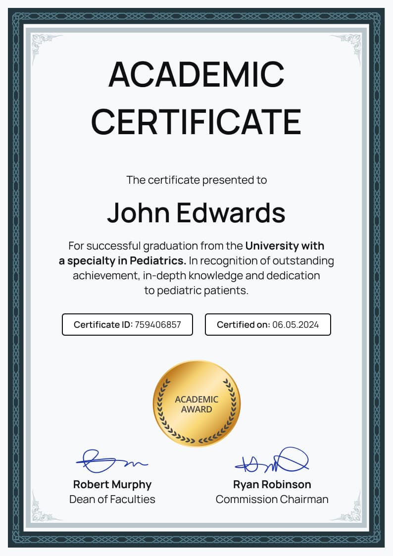 Simple and professional academic certificate template Simple and professional academic certificate template