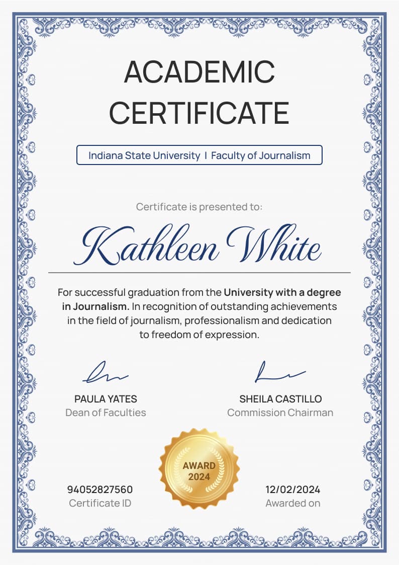 Elegant and professional academic certificate template Elegant and professional academic certificate template