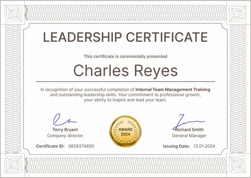 Classic and professional leadership certificate template landscape Classic and professional leadership certificate template landscape