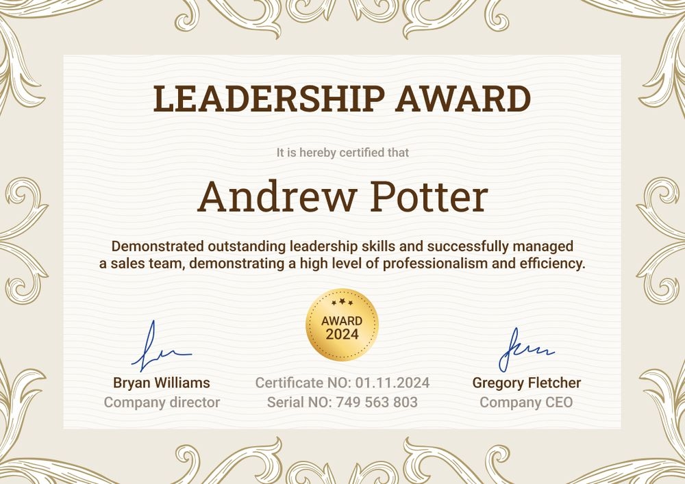 Impressive and professional leadership certificate template landscape Impressive and professional leadership certificate template landscape