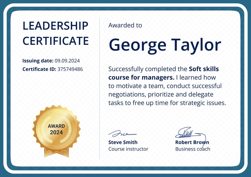 Framed and professional leadership certificate template landscape Framed and professional leadership certificate template landscape