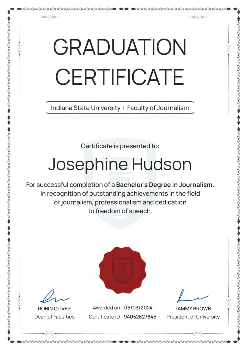 Simple professional graduation certificate template Simple professional graduation certificate template