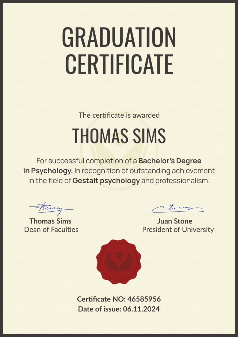 Classic professional graduation certificate template Classic professional graduation certificate template