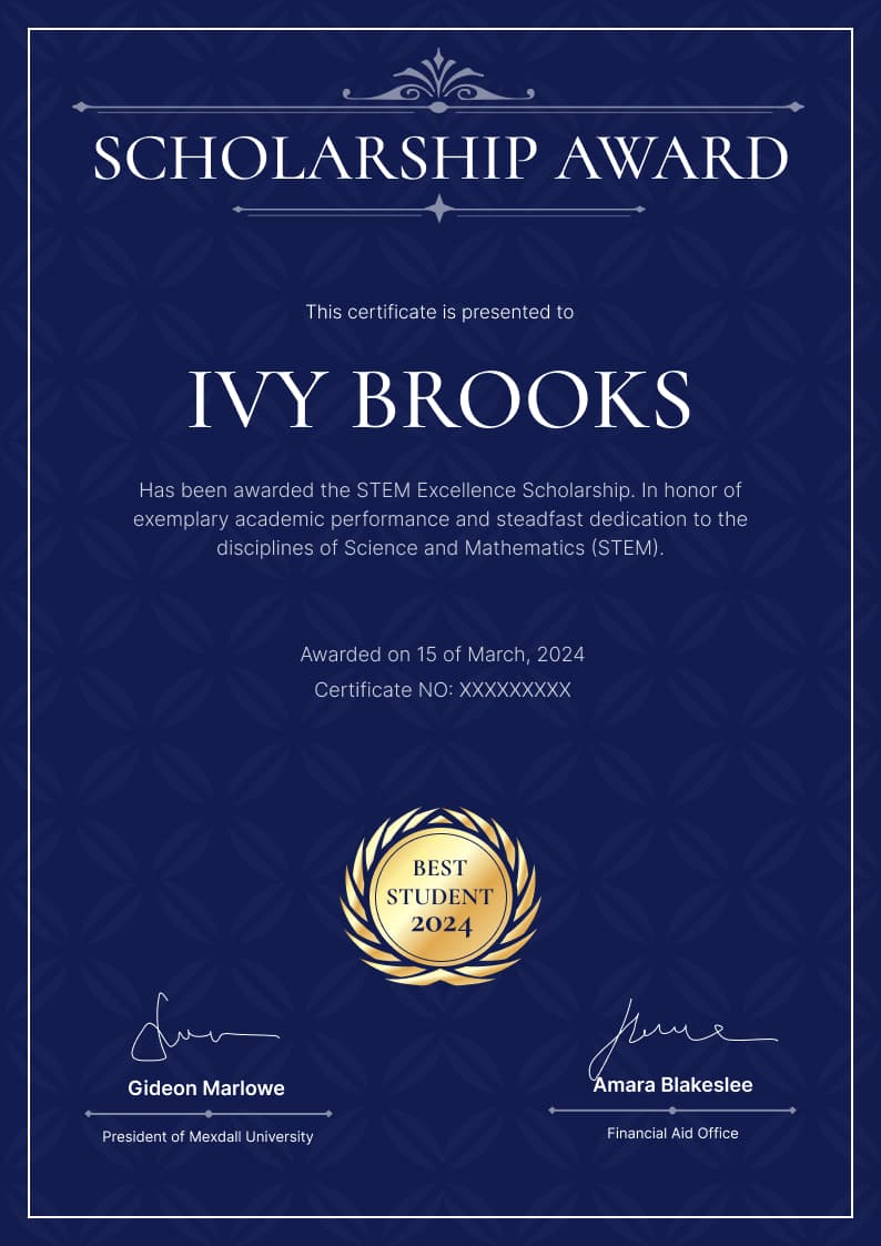Sophisticated scholarship award certificate template Sophisticated scholarship award certificate template