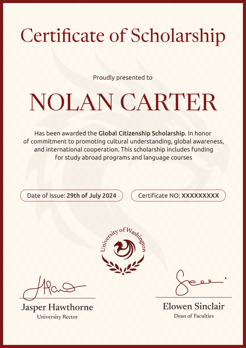 Elegant and professional scholarship certificate template Elegant and professional scholarship certificate template