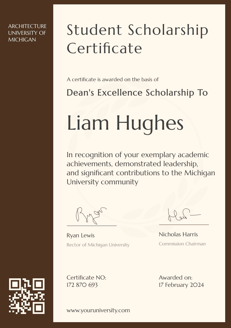 Dignified scholarship award certificate template Dignified scholarship award certificate template