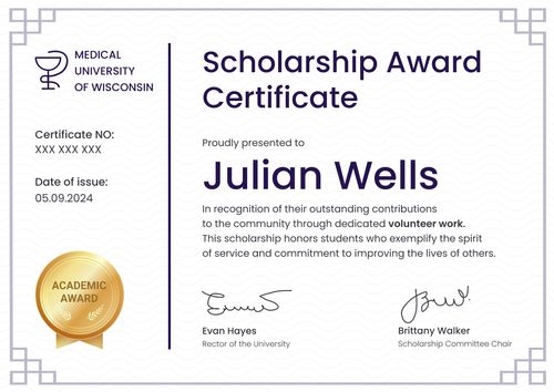 Bright and formal scholarship certificate template landscape Bright and formal scholarship certificate template landscape