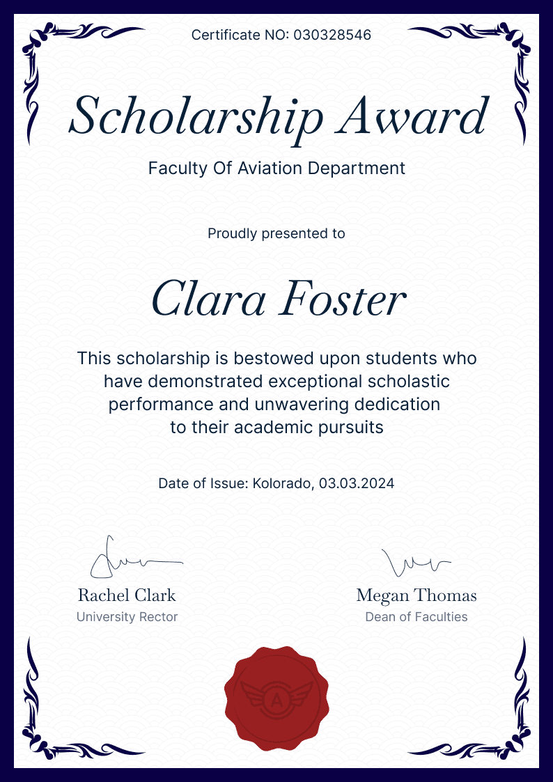 Exquisite and formal scholarship certificate template Exquisite and formal scholarship certificate template