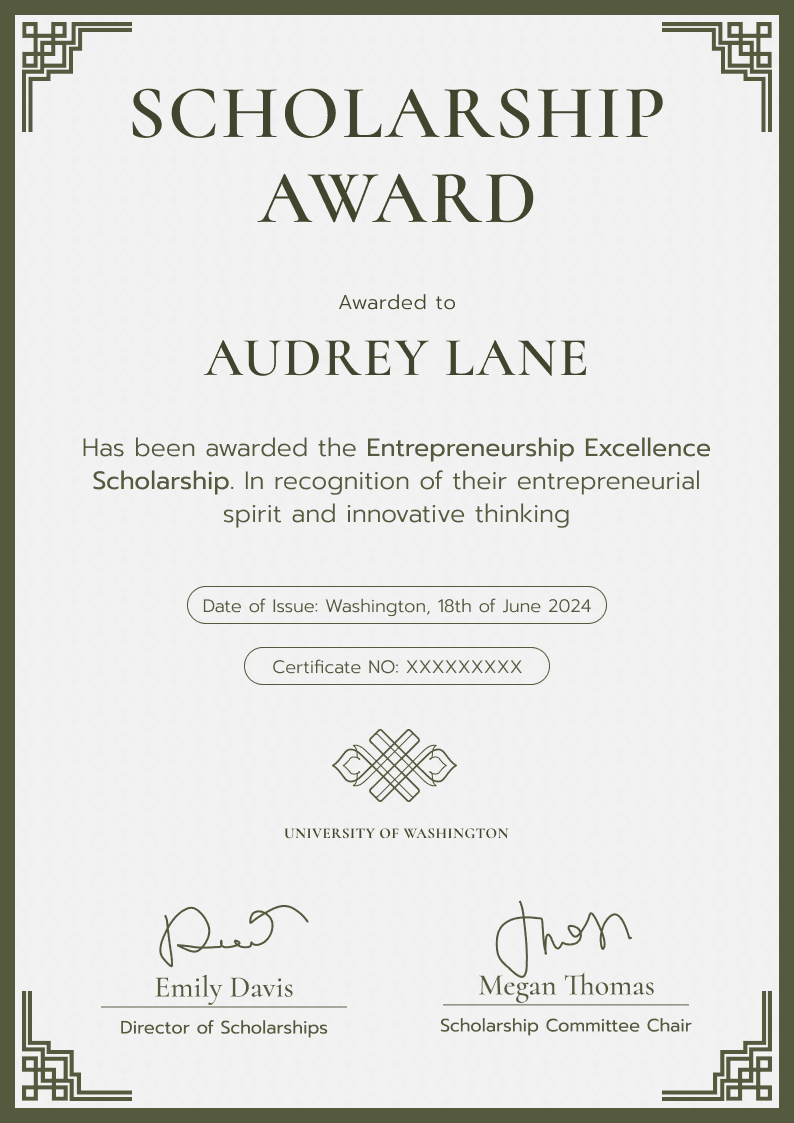 Luxurious and professional scholarship certificate template Luxurious and professional scholarship certificate template