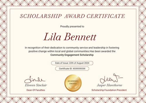 Decorative and professional scholarship certificate template landscape Decorative and professional scholarship certificate template landscape