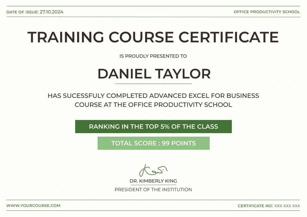 Refreshing and simple course certificate template landscape Refreshing and simple course certificate template landscape