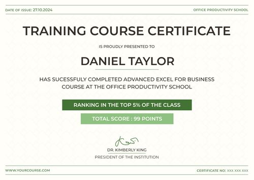 Refreshing and simple course certificate template landscape Refreshing and simple course certificate template landscape