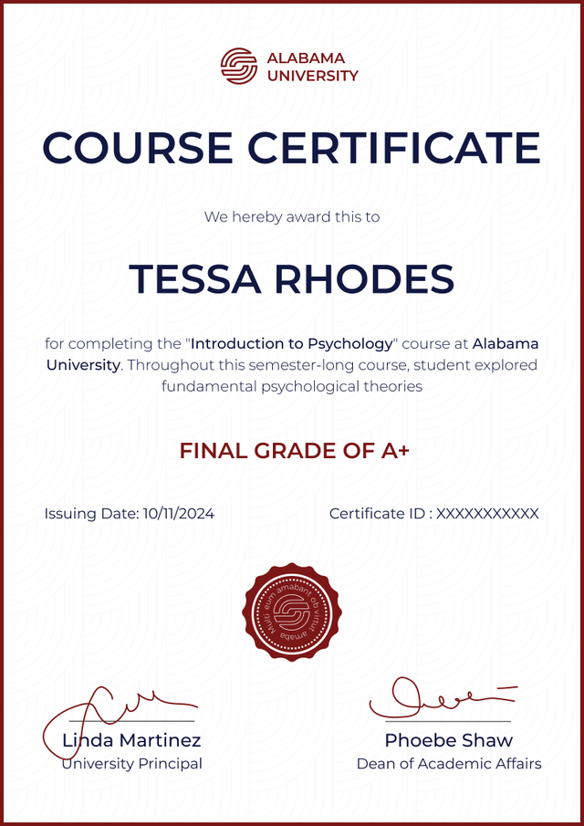 Minimalistic and formal course certificate template Minimalistic and formal course certificate template