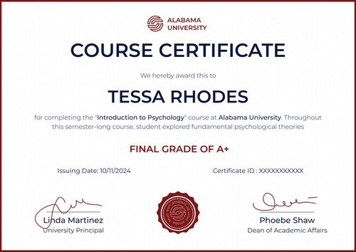 Minimalistic and formal course certificate template landscape Minimalistic and formal course certificate template landscape