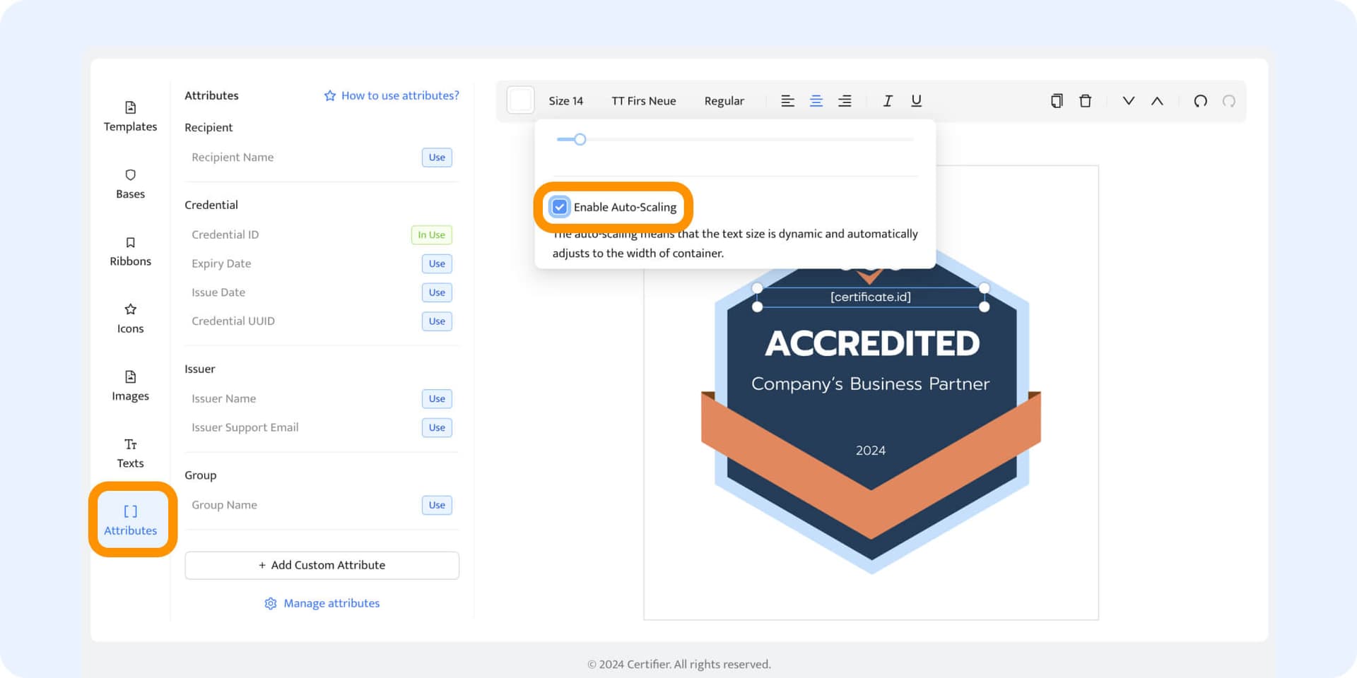 Enabling auto-scaling in the badge design to generate badges without errors. Enabling auto-scaling in the badge design to generate badges without errors.