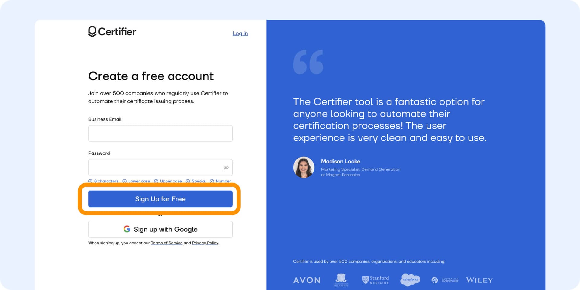Signing up for free to the digital badge generator. Signing up for free to the digital badge generator.