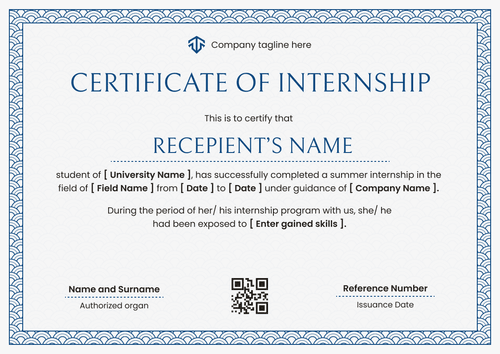 Customizable Blue Internship Certificate Template to Get for Free Landscape Customizable Blue Internship Certificate Template to Get for Free Landscape