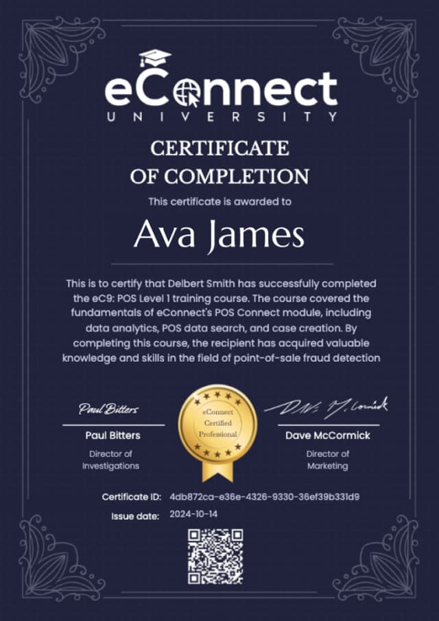 eConnect University – Certificate of Completion eConnect University – Certificate of Completion