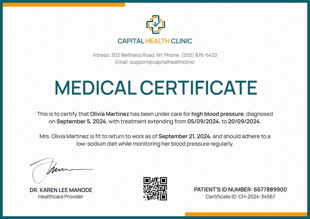 Free Elegant Medical Certificate Template - Edit & Download Lanscape Free Elegant Medical Certificate Template - Edit & Download Lanscape