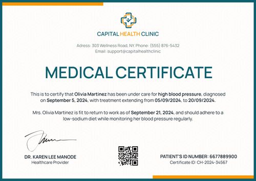 Free Elegant Medical Certificate Template - Edit & Download Lanscape Free Elegant Medical Certificate Template - Edit & Download Lanscape