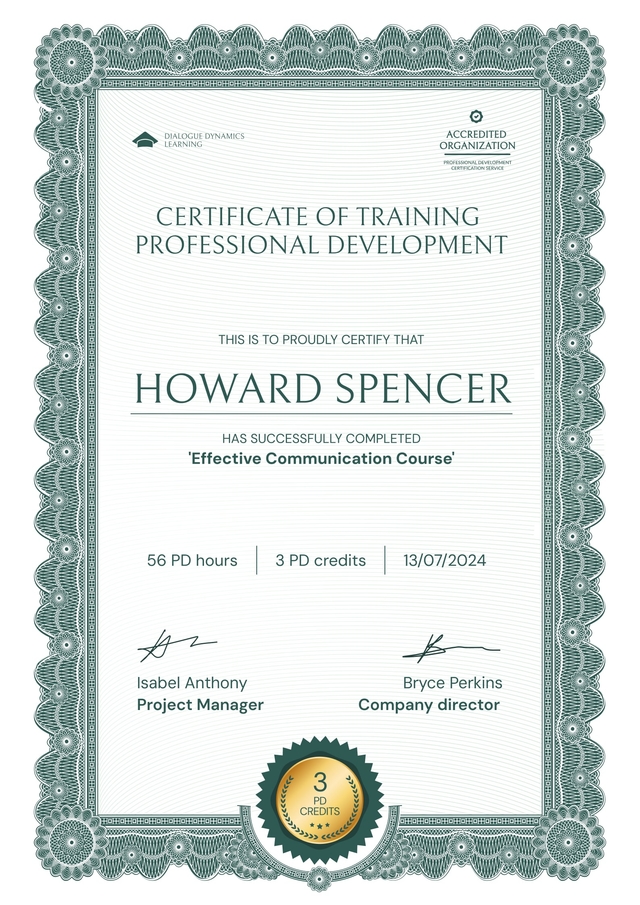 Ornamental and professional development certificate template Ornamental and professional development certificate template