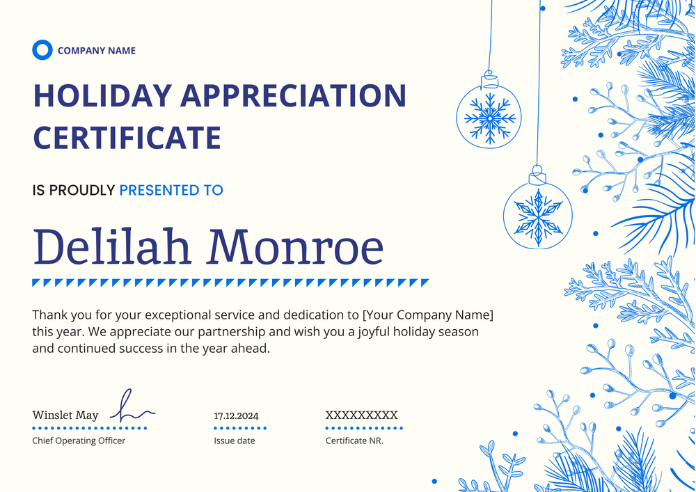 Free Snowy Christmas Certificate Template - Customize & Download Landscape Free Snowy Christmas Certificate Template - Customize & Download Landscape